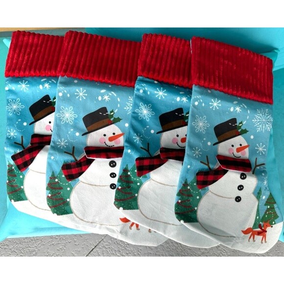 Christmas Stocking Snowman or Bearded Gnome Designs w/ Red Band Hangable NEW - Picture 5 of 9